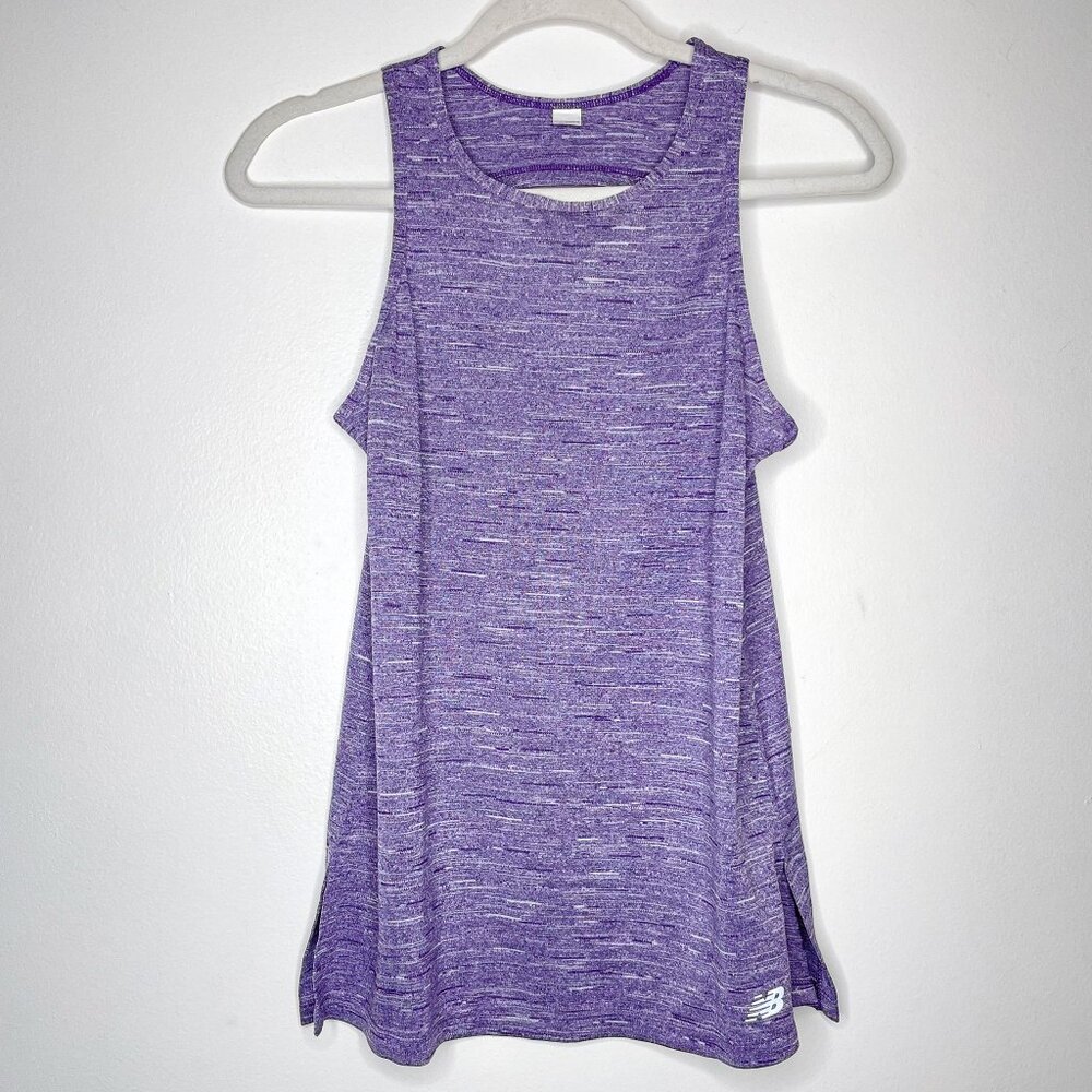 New Balance Tank Top Heathered Purple Running‎ Gym Sporty Open Back